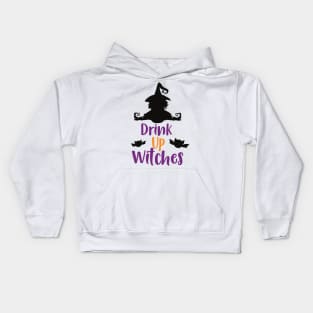 Drink Up Witches, Witch, Bats, Halloween Kids Hoodie